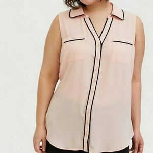 Torrid Madison Georgette Button-Down Sleeveless Shirt Size 2